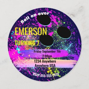 NEON BOWLING BALL, bowling, ljusskäggsår Inbjudningar