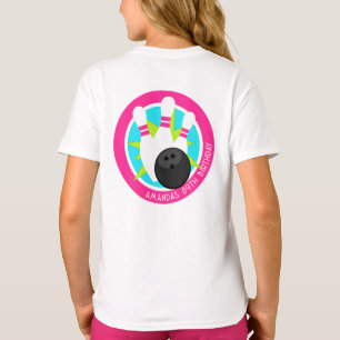 Neon Bowling Event Shirt med Namn på Front Pocket T Shirt