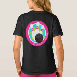 Neon Bowling Event Shirt med Namn på Front Pocket T Shirt