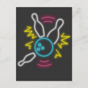 Neon Bowling Geschenk Strejka Vykort