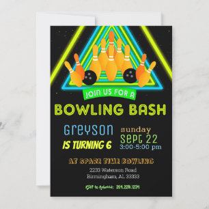Neon Bowling Party-inbjudan Inbjudningar