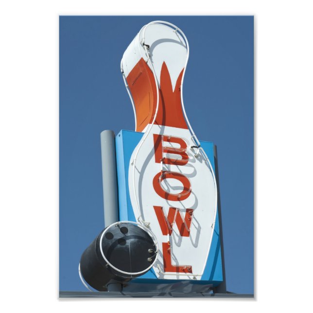 Neon Bowling Sign Fototryck (Framsidan)