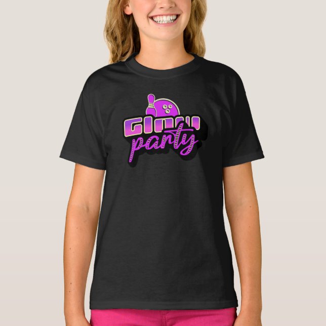 Neon Bowlingsfest Födelsedagsfest T Shirt (Framsida)