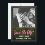 Neon Boxwood Bröllop Photo Spara Datumet<br><div class="desc">En nydesign över en bakgrund av boxträ med vit text och foto av anpassningsbar.</div>