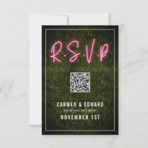 Neon Boxwood Bröllop QR RSVP OSA Kort