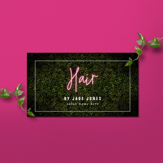 Neon Boxwood Hair Salon Cosmetolog Visitkort (Skapare uppladdad)
