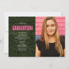 Neon Boxwood Print Studenten Photo Inbjudningar