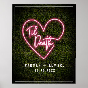 Neon Boxwood Til Död Neon Heart Bröllop Välkommen Poster
