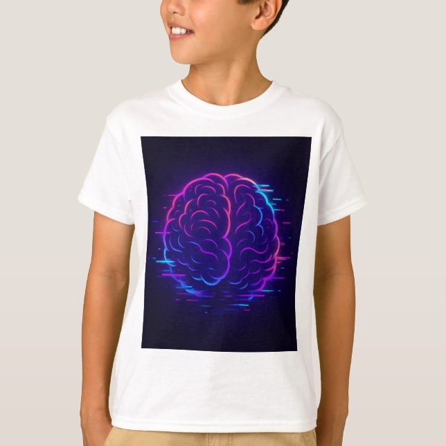 Neon Brain Kids' Meme T-Shirt (Framsida)