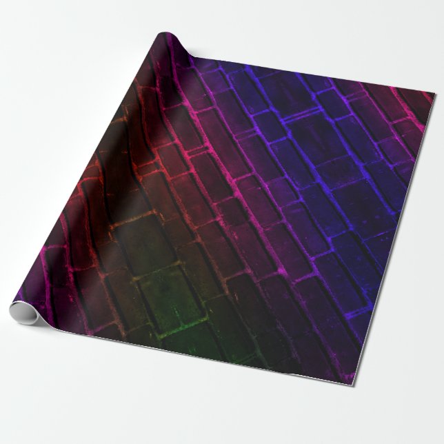 Neon Brick Gift Wrap Presentpapper (Utrullad)