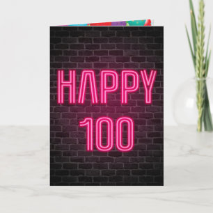 Neon-bricka i lycklig 100:e födelsedag kort
