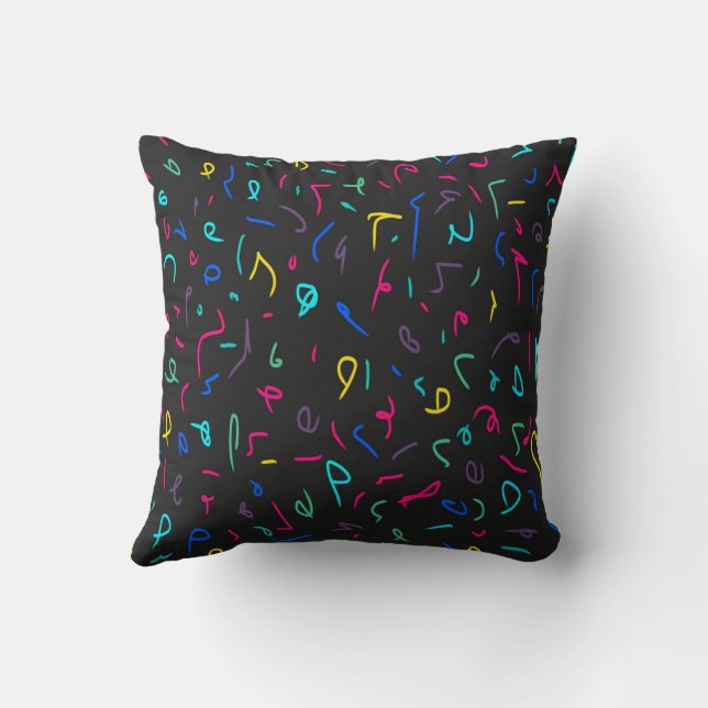 Neon Bright Marks on Black Kudde (Baksida)