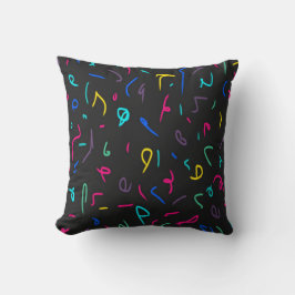 Neon Bright Marks on Black Kudde