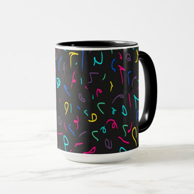 Neon Bright Marks on Black Mugg (Framsida höger)