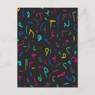 Neon Bright Marks on Black Vykort