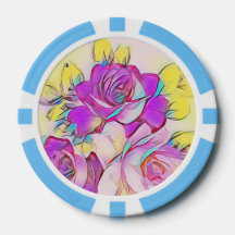 Neon Bright Shock rosa Gult abstrakt Ro