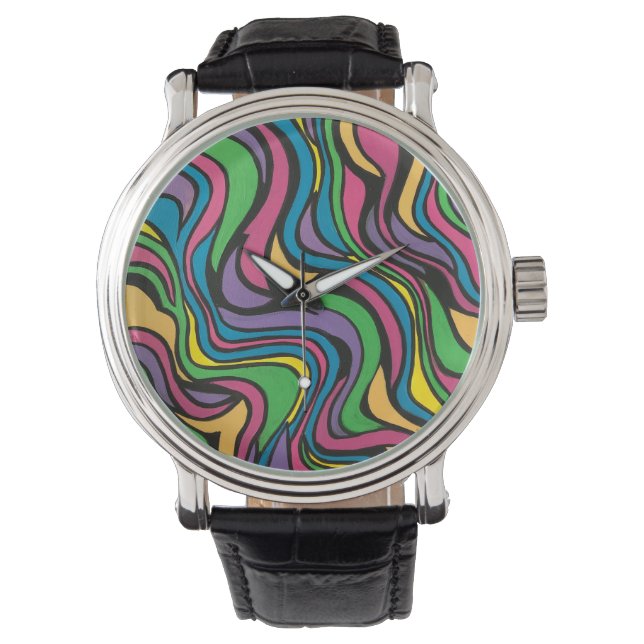 Neon Brook-Hand Painted Abstract Art Armbandsur (Framsida)