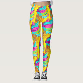 Neon Bubble Gum Ice Cream Cones Mönster Leggings