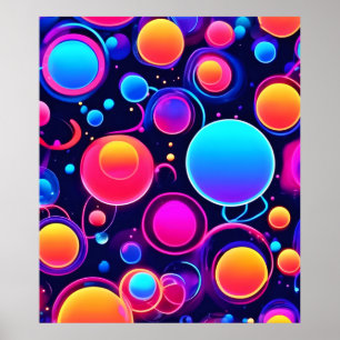 Neon Bubble Mönster Poster