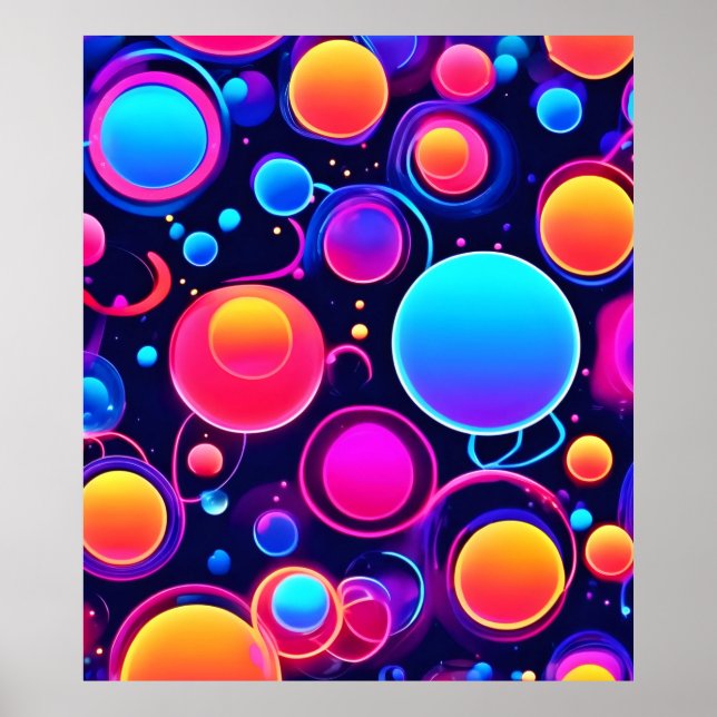 Neon Bubble Mönster Poster (Framsidan)