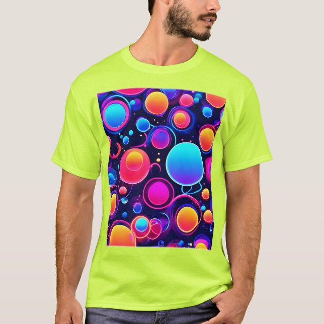 Neon Bubble Mönster T Shirt (Framsida)