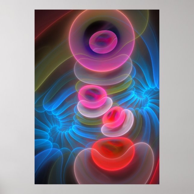 Neon Bubbles, coolans konstnärliga abstrakt Poster (Framsidan)