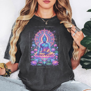 Neon Buddha Meditation Lotus Mandala Konst T Shirt