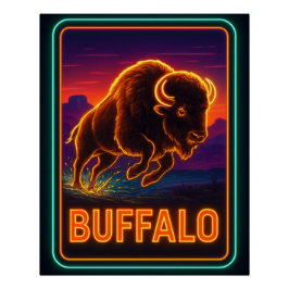Neon buffalo Poster Perfect Poster