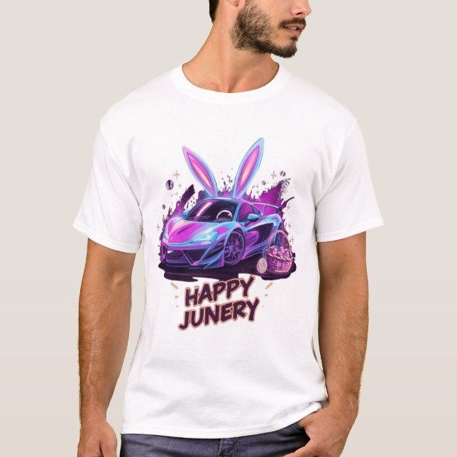 Neon Bunny-Drive | "Happy Junery" T-Shirt Design (Framsida)