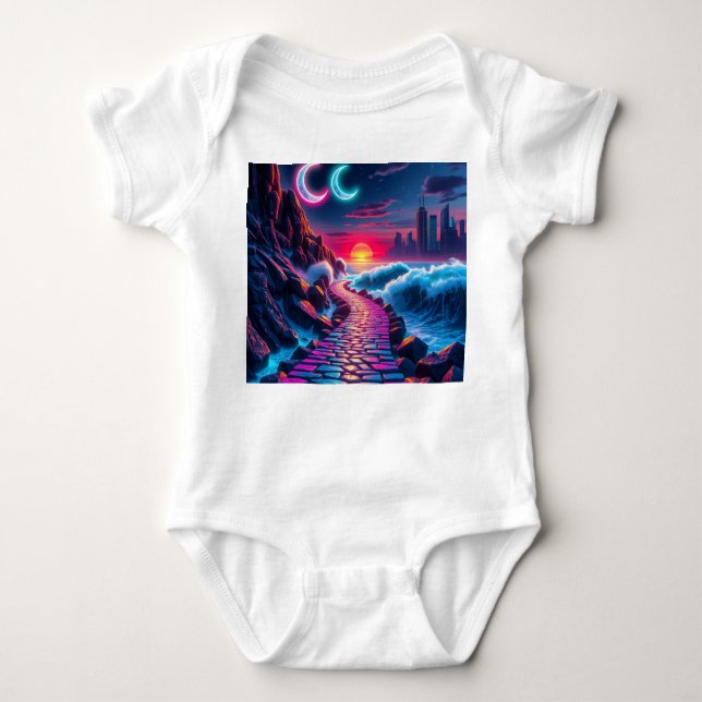 Neon Bunny & Neon City Skyline Pathway One Biet B T Shirt (Framsida)