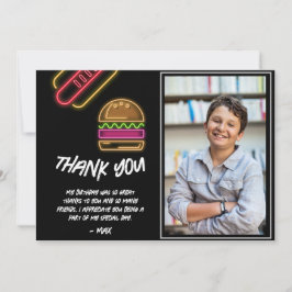 Neon Burger & Hotdog Thank You Card Tack Kort
