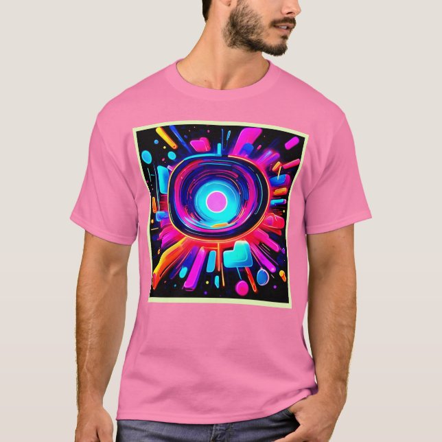 Neon Burst: Abstrakt Energy T Shirt (Framsida)