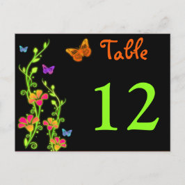 Neon Butterflies & Flowers Bordsnummer Post Card