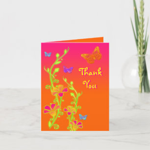Neon Butterflies & Flowers Tack för ditt kort 2