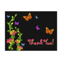 Neon Butterflies & Flowers Tack Post Card