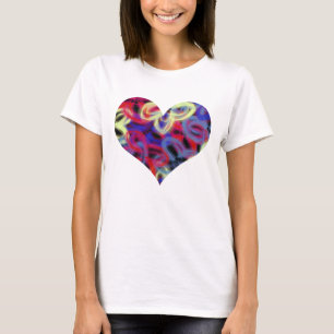 Neon Butterfly Abstrakt Heart Shape T-Shirt