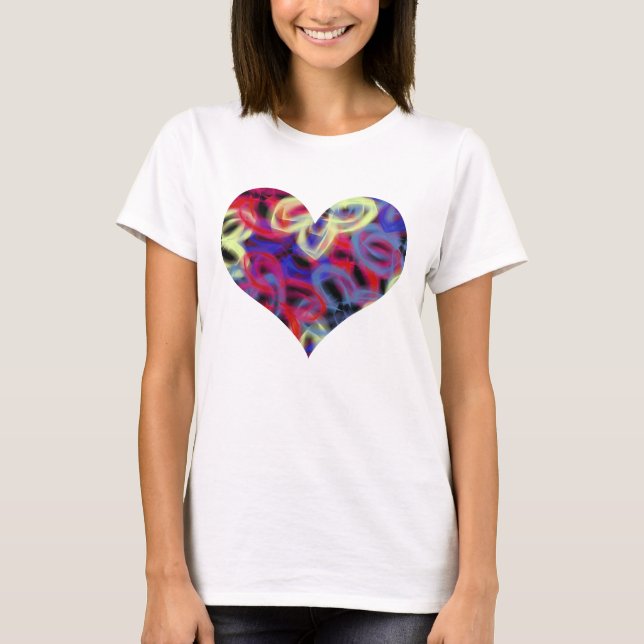 Neon Butterfly Abstrakt Heart Shape T-Shirt (Framsida)
