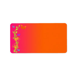 Neon Butterfly & Flowers Blank Address Label Adressetikett
