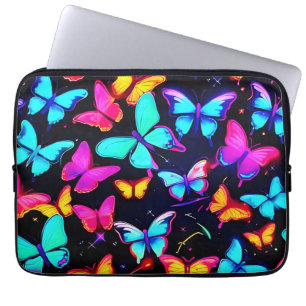 Neon Butterfly Mönster Laptop Fodral