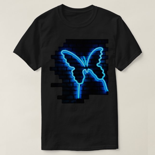 Neon Butterfly på en tegelvägg T Shirt (Design framsida)