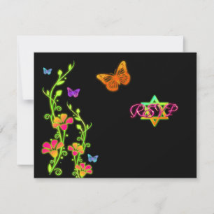 Neon Buttterflies & Flowers Bat mitzvah OSA kort