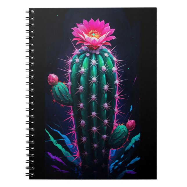 Neon Cactus Bloom Anteckningsbok (Framsidan)