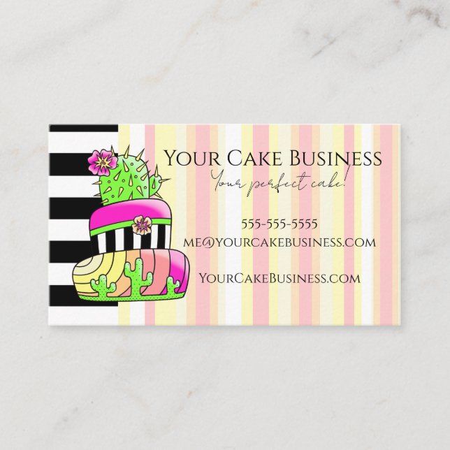 Neon Cactus Business Card Visitkort (Framsida)