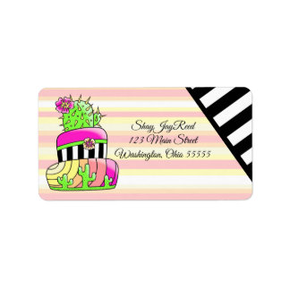 Neon Cactus Return Address Label Adressetikett
