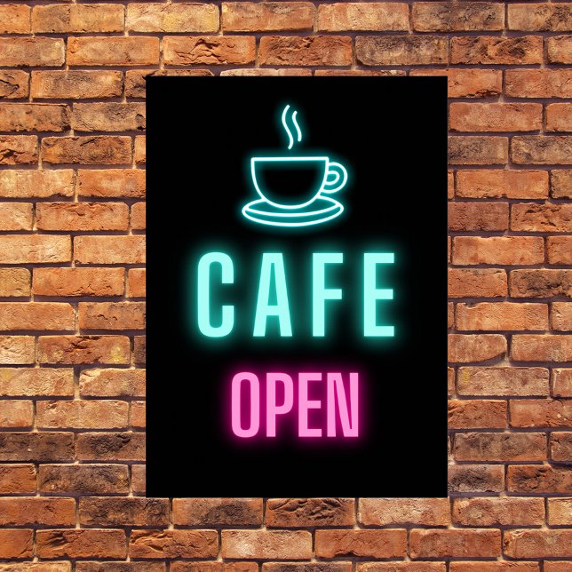 Neon Cafe Open Business Sign Poster (Skapare uppladdad)