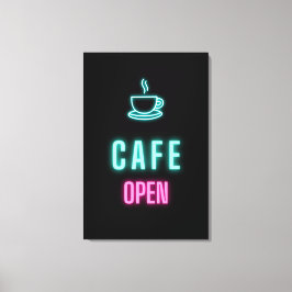 Neon Cafe Open Coffee Pub Sign Canvastryck