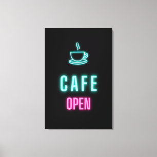 Neon Cafe Open Coffee Pub Sign Canvastryck
