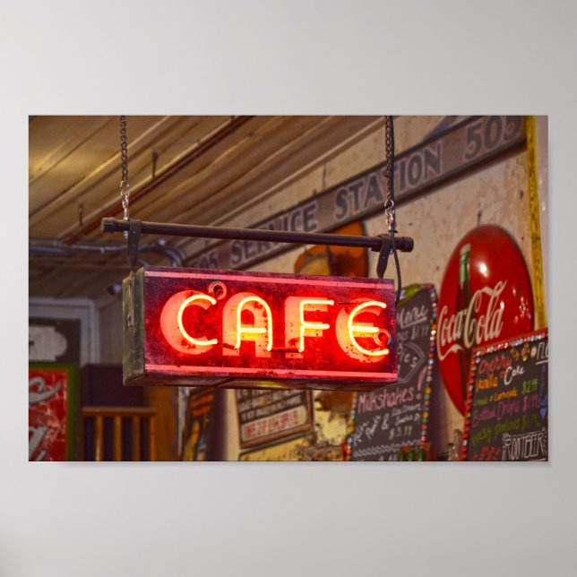 Neon Cafe Sign, Jefferson, Texas Poster (Framsidan)
