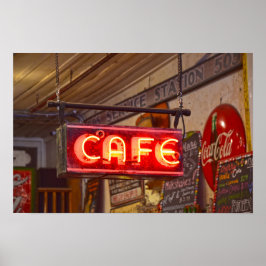 Neon Cafe-skylt, Jefferson, Texas Poster