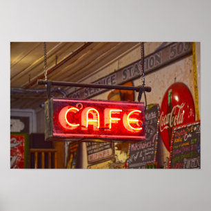 Neon Cafe-skylt, Jefferson, Texas Poster